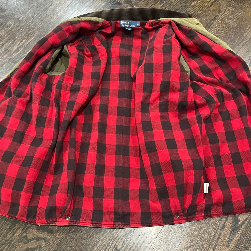 Polo Ralph Lauren Field Chore Jacket Men's M Green Plaid Loop Corduroy Hunting - Picture 13 of 16